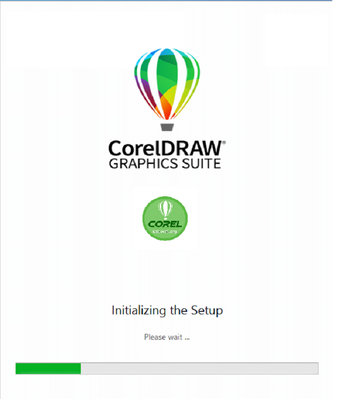 Đợi cài đặt Corel 2021